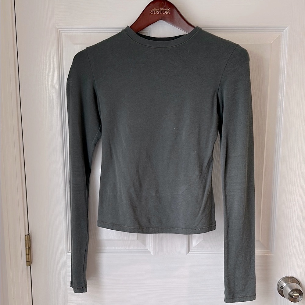 SKIMS Green Fitted Long Sleeve Tee
